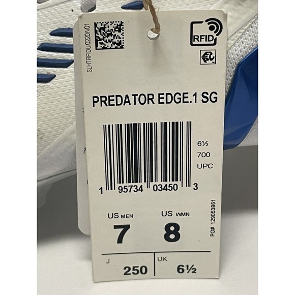 Adidas Predator Edge.1 SG Soccer Cleats White Blue GY5686 Men’s Size 7 US main image 4